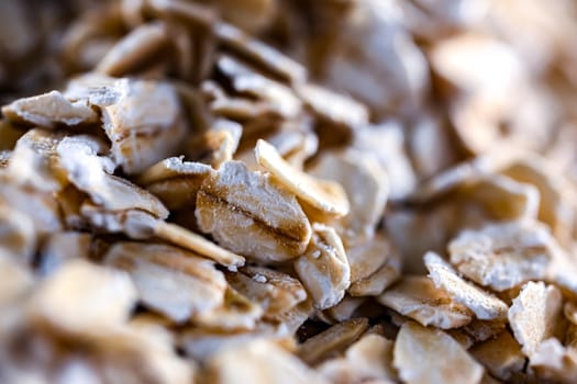 Close-up of rolled oats. Cereal food.
