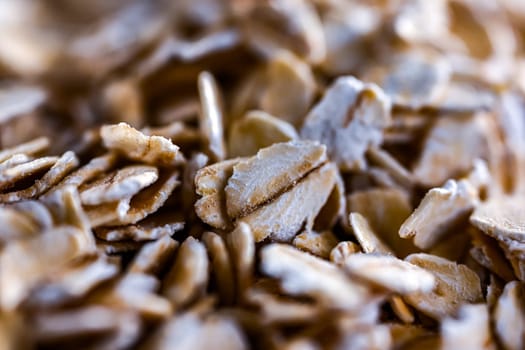 Close-up of rolled oats. Cereal food.