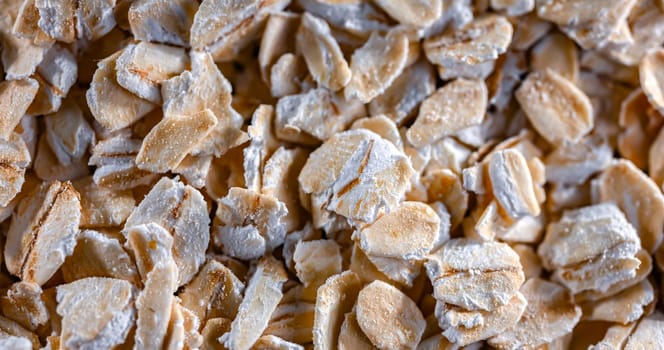 Close-up of rolled oats. Cereal food.