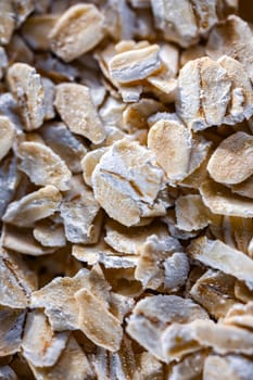 Close-up of rolled oats. Cereal food.