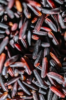 Close-up of black rice or purple rice