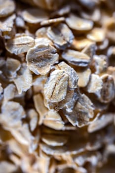 Close-up of rolled oats. Cereal food.