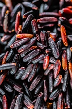 Close-up of black rice or purple rice