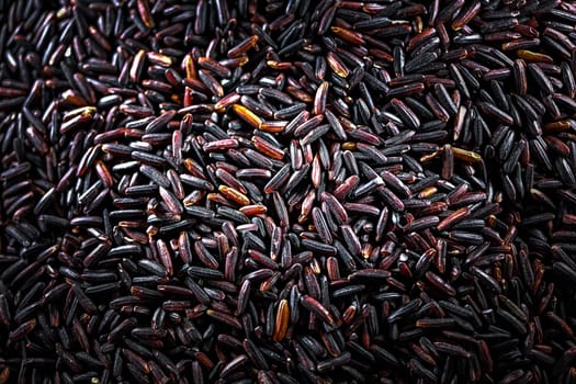 Close-up of black rice or purple rice