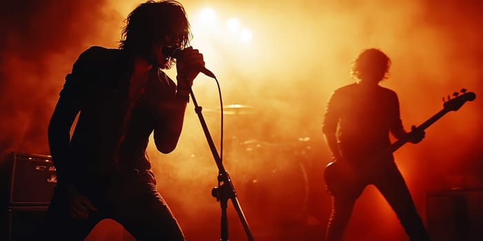 vintage grunge band rock and roll show concert banner ad template. AI generative.