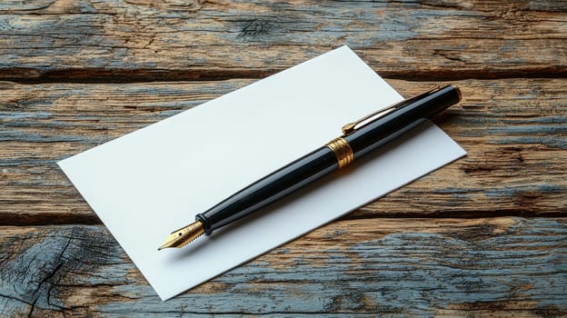 A minimalist setup featuring a sleek pen placed beside a blank white sheet of paper on a wooden table. This clean and organized scene embodies focus, creativity, and preparation, ideal for writing, note-taking, or brainstorming.