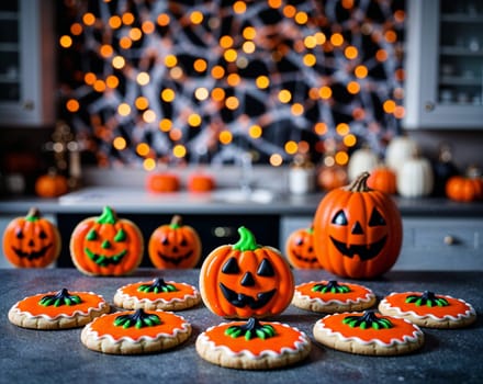 Halloween Themed Sugar Cookies Decorated with Frosting