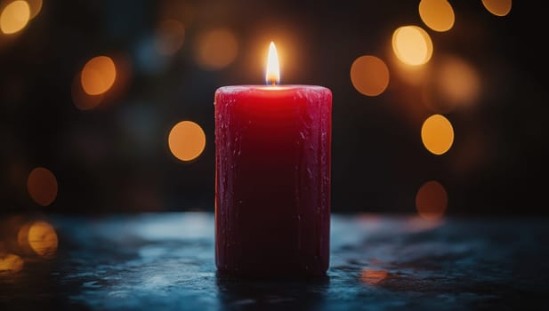 Red Candle Flame, Festive Bokeh Background