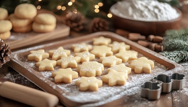 Homemade Christmas Star Cookies Dusted with Sugar