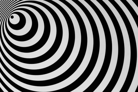 Optical illusion horizontal background. Abstract curves, geometric effect. Black and white.
