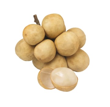 Long Kong fruit or Lansium domesticum isolated on white background.