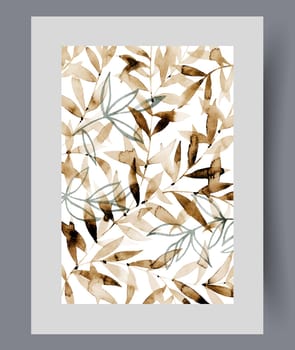 Tangled branches of trees and plants symbolizing natural abundance on print. Watercolor artwork