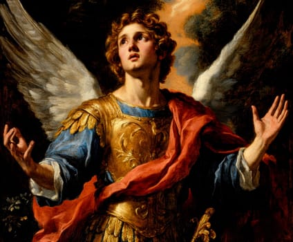 archangel Gabriel in all his pride and glory. AI generative.