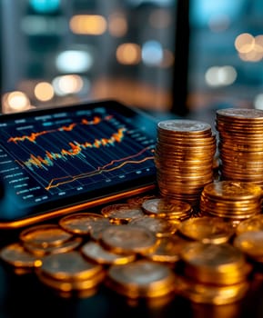 Coin Stack Financial profitability and cost optimization. AI generative.