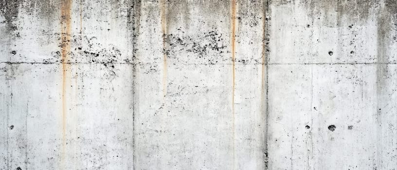 Grungy concrete wall with stains, cracks, and rust marks, showcasing urban decay and providing a raw industrial backdrop with ample copy space.