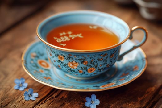 Glass of tea next to a window, hot drink with herbs, in autumn, anti inflammatory natural medicine, detox