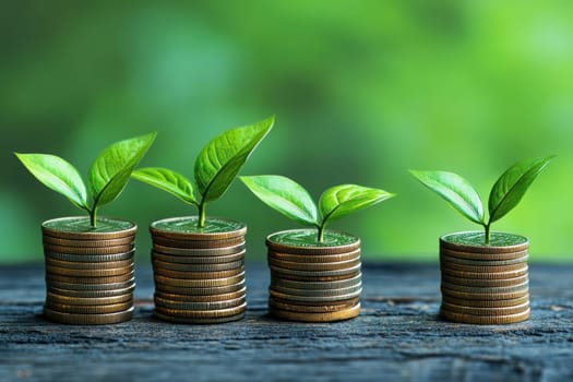 Coin Stack Financial profitability and cost optimization. AI generative.