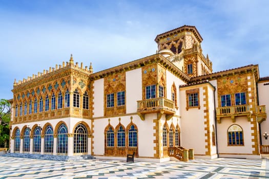 Sarasota, FL, December 20, 2023: View of Ca d' Zan Mansion at the John and Mable Ringling Museum of Art