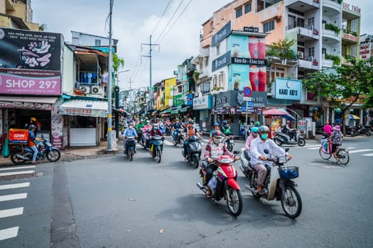 Ho Chi Minh City, November 24, 2022: A street scene in residential district in Ho Chi Minh City, Vietnam