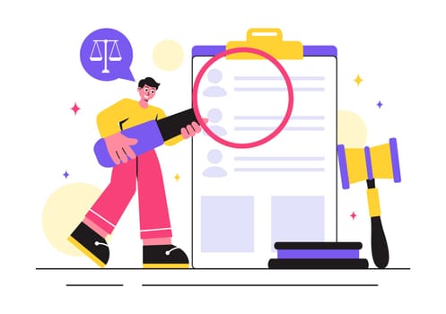 Law Firm Services Vector Illustration featuring of Justice, Legal Advice, Court Judgement, and Lawyer Consultation in a Flat Style Cartoon Background