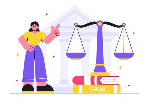 Law Firm Services Vector Illustration featuring of Justice, Legal Advice, Court Judgement, and Lawyer Consultation in a Flat Style Cartoon Background