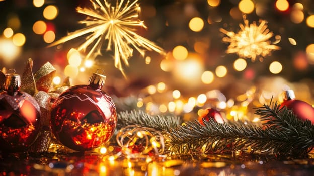 Brightly colored ornaments and twinkling lights create a joyful holiday atmosphere inviting warmth and cheer into the home during celebrations.