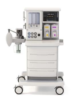 Anaesthetic machine isolated on white background. 3D illustration.