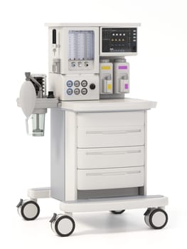Anaesthetic machine isolated on white background. 3D illustration.