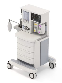 Anaesthetic machine isolated on white background. 3D illustration.