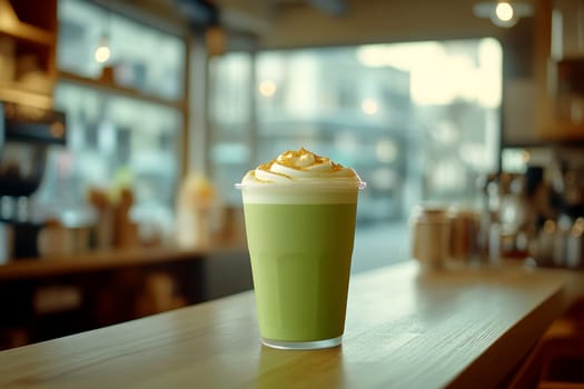 tasty Matcha Latte made from green tea. AI generative.