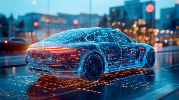 Design of an electric autonomous and modern car. AI generative.
