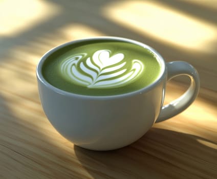 tasty Matcha Latte made from green tea. AI generative.