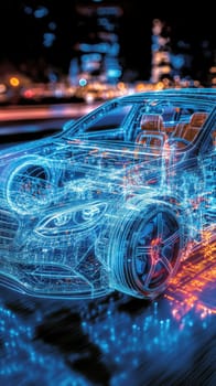 Design of an electric autonomous and modern car. AI generative.