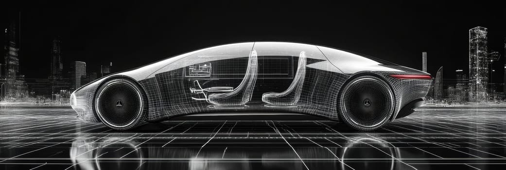 Design of an electric autonomous and modern car. AI generative.