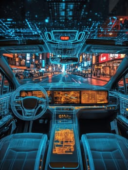 Design of an electric autonomous and modern car. AI generative.