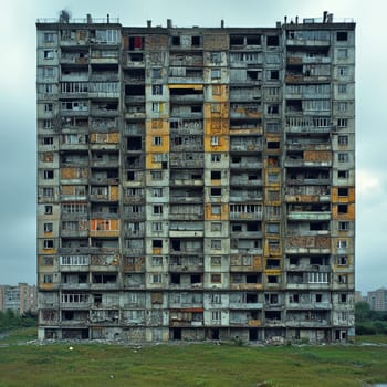 Eastern European apartment blocks. AI generative.
