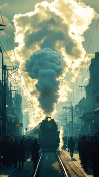classic steam locomotive . AI generative.