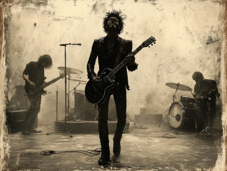 vintage grunge band rock and roll show concert banner ad template. AI generative.