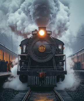 classic steam locomotive . AI generative.