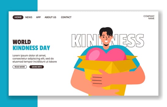 Social Media Landing Page Templates Celebrating World Kindness Day in Cartoon Style