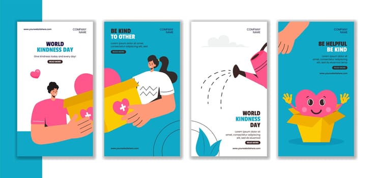 Flat Cartoon Style Template for World Kindness Day Social Media Stories