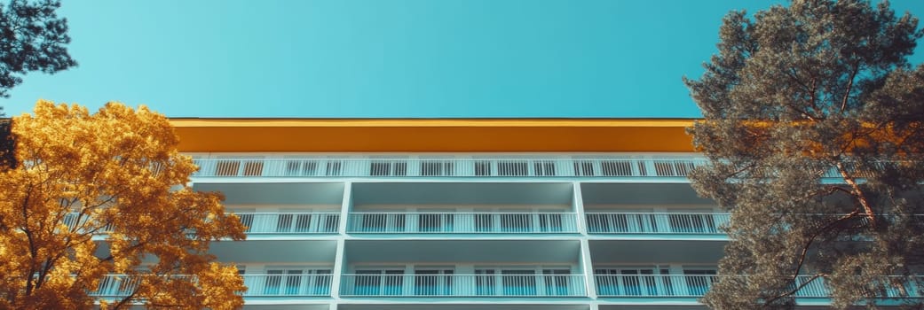 Eastern European apartment blocks. AI generative.