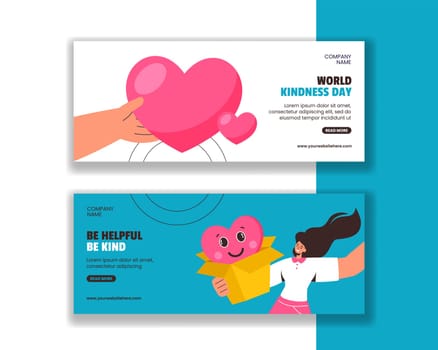 Kindness Day Celebration Horizontal Banner Templates with a Flat Cartoon Background