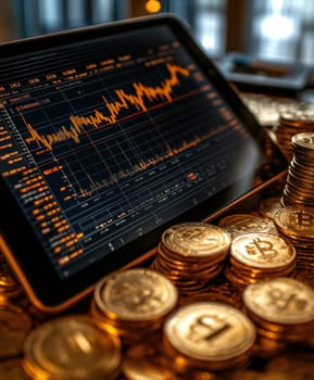 Coin Stack Financial profitability and cost optimization. AI generative.