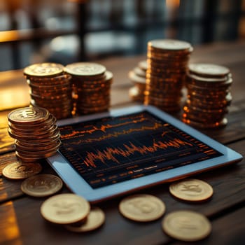 Coin Stack Financial profitability and cost optimization. AI generative.