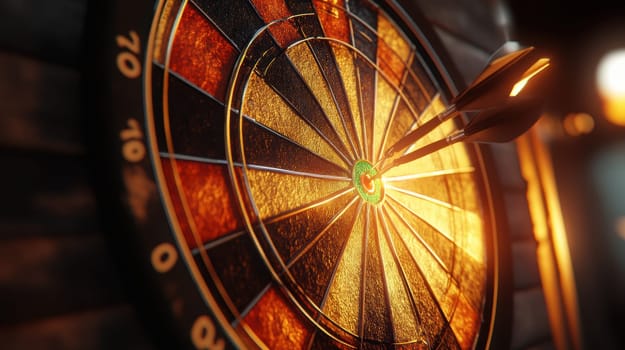 darts flying towards a circle. AI generative.