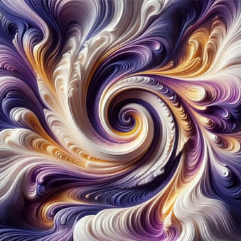 A swirling, abstract pattern of purple, white, and gold swirls. The swirls are intricate and detailed, creating a sense of movement and depth. A high-quality AI-generated photo.