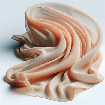 A soft, peach-colored fabric draped and flowing in a graceful curve. A high-quality AI-generated photo.