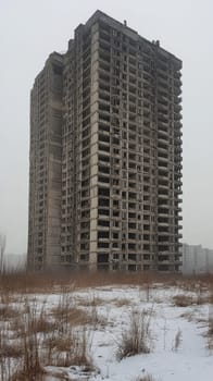 Eastern European apartment blocks. AI generative.