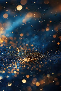 Blue and gold Abstract background and bokeh on New Year's Eve. AI generative.